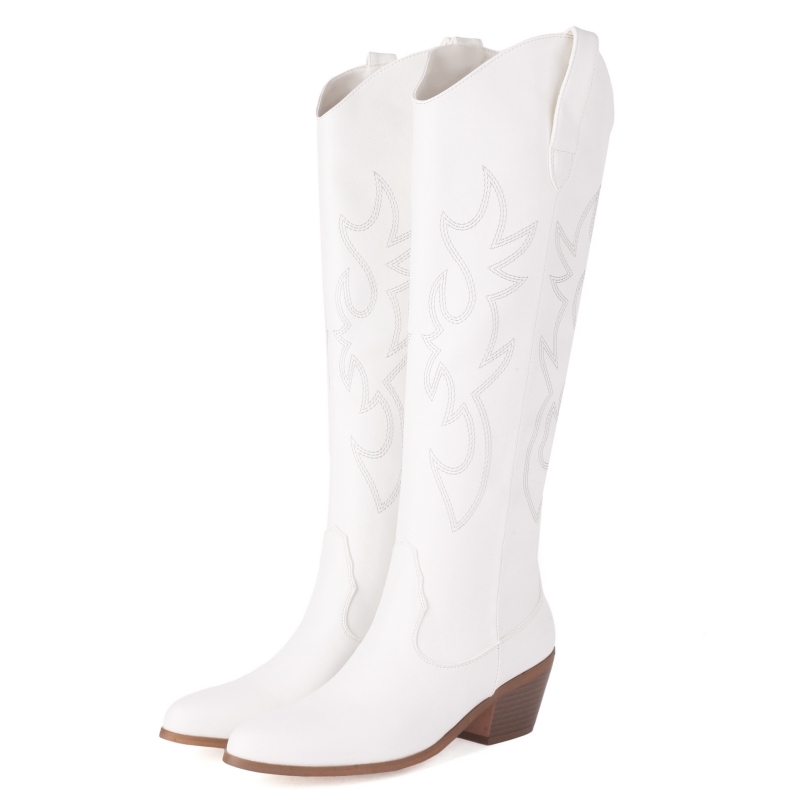 Western Cowgirl Boot - Botas blancas hasta la rodilla para