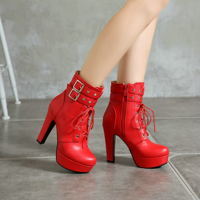 Women Shoes For Big Feet - Botines tobilleros de tacón alto con