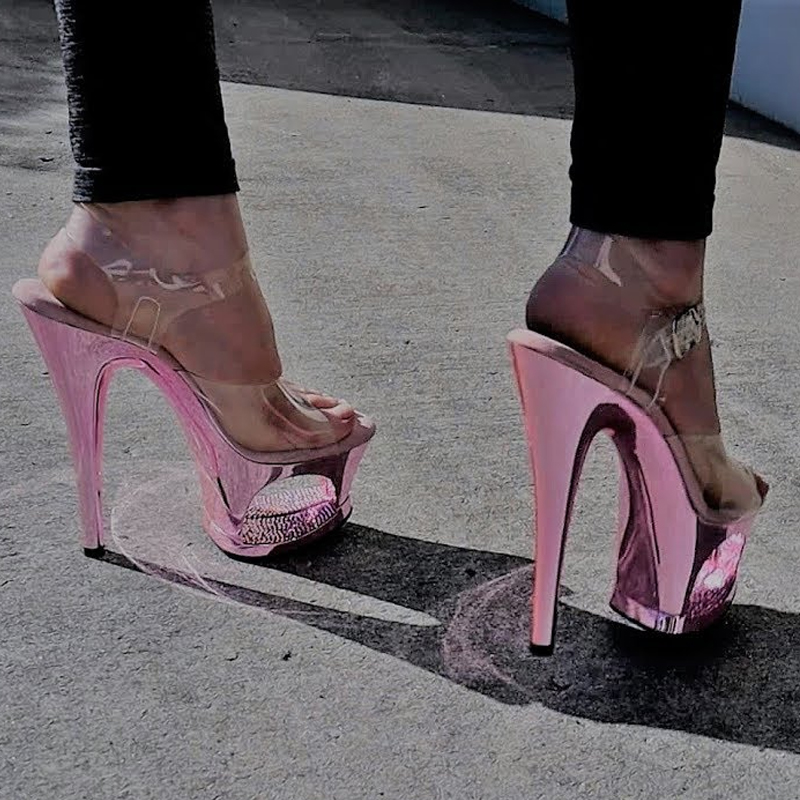Clear Strap Heel - Sandalias de Tacón Alto con Plataforma