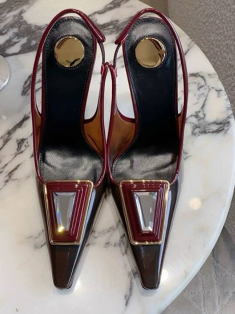 Metallic Heel Sandal - Zapatos de Tacón Alto Transparentes de