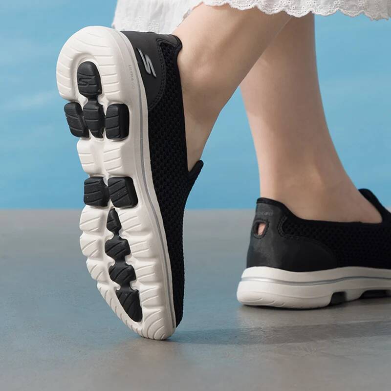 Women Shoes Skechers - Skechers 124163-Bkw Zapatillas Deportivas Sin Cordones
