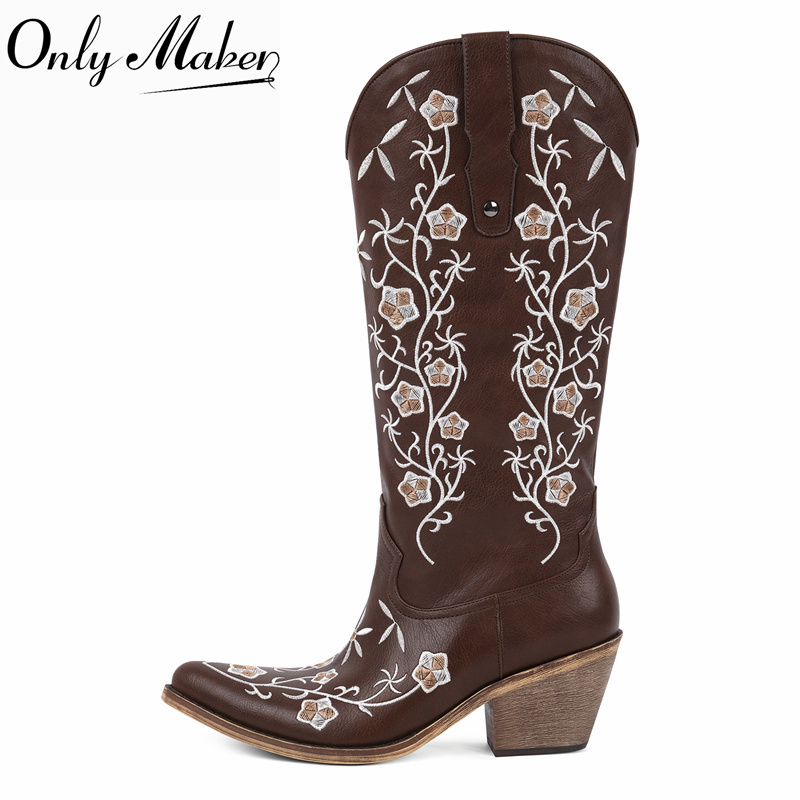 Western Cowgirl Boot - Onlymaker Botas Vaqueras de Tacón Cuadrado