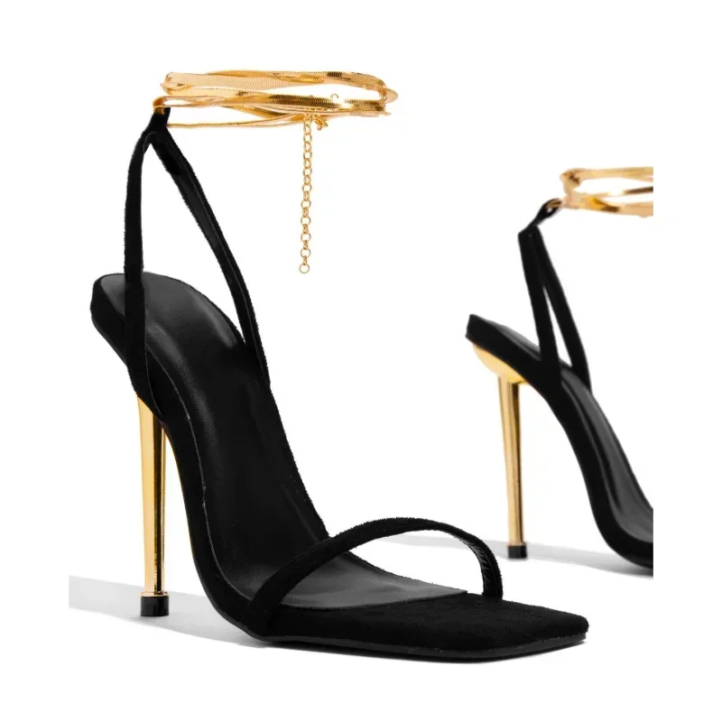 Metallic Heel Sandal - Sandalias de Tacón Alto con Candado