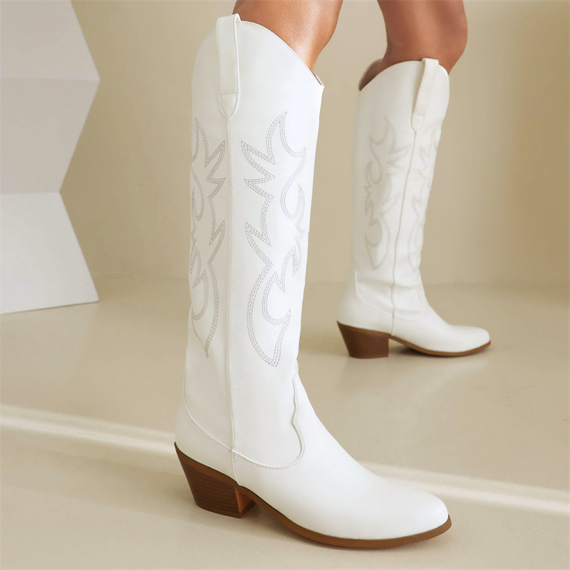 Botas blancas hasta la rodilla - Western Cowgirl Boot reseña y precio