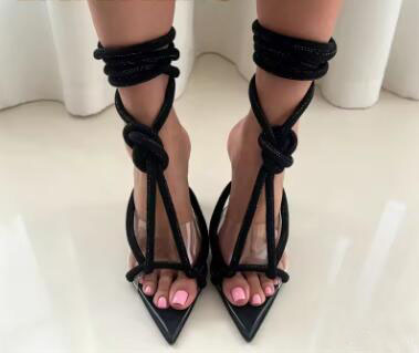 Sandalias de tacón de aguja co - Clear Strap Heel reseña y precio