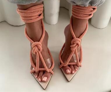 Sandalias de tacón de aguja co - Clear Strap Heel reseña y precio