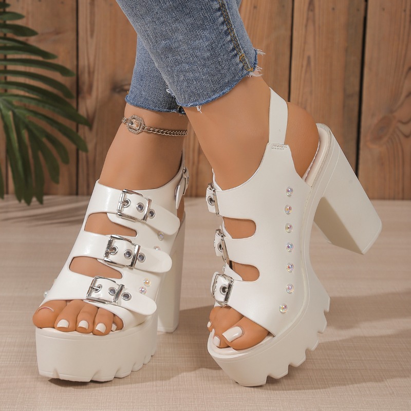 Sandalias de tacón súper alto, - Metallic Heel Sandal reseña y precio