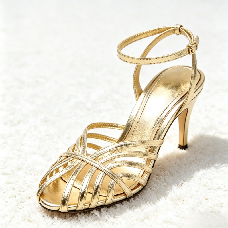 Sandalias de tacón alto con ba - Metallic Heel Sandal reseña y precio