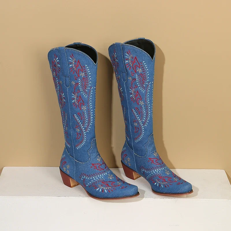 Botas vaqueras azules de vaque - Western Cowgirl Boot reseña y precio